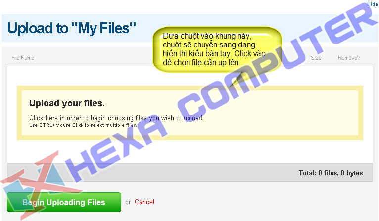 Giao diện Upload files